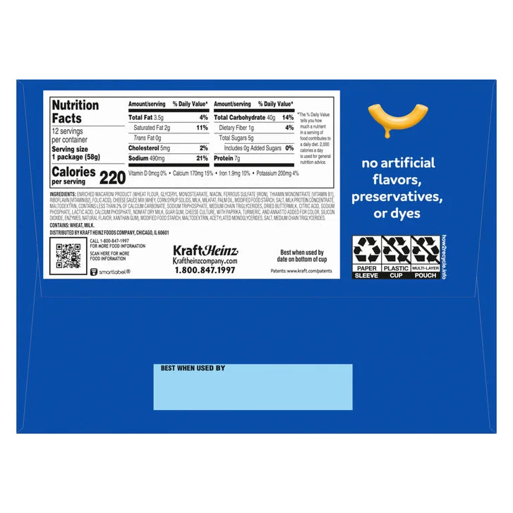 Kraft, Macaroni & Cheese Dinner Cup, 2.05 oz, 12-Count