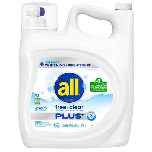 All Free & Clear Plus+ Liquid Laundry Detergent, 160 Loads, 200 fl oz
