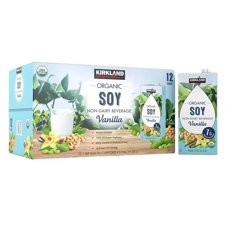 Kirkland Signature, Organic Soy Beverage, Vanilla, 32 fl oz, 12-Count