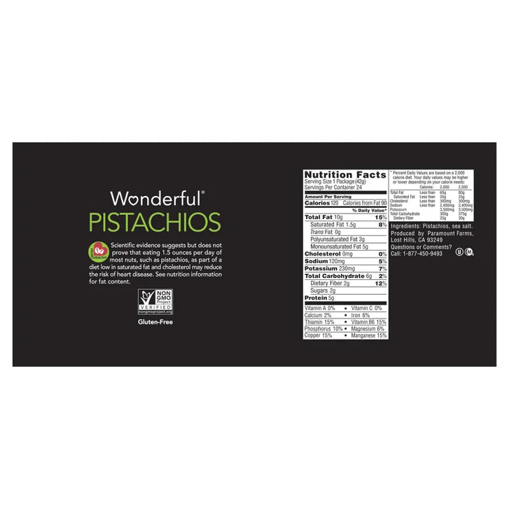 Wonderful In-Shell Pistachio Nuts, 1.5 oz, 24-count
