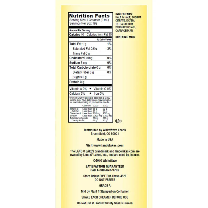 Land O Lake's Mini Moos Half & Half Liquid Creamer, 192-count