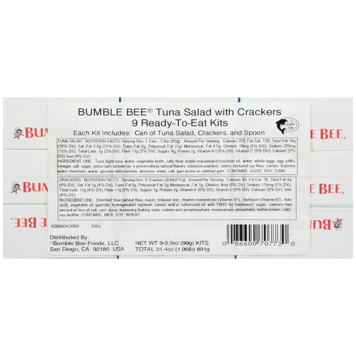 Bumble Bee, Snack on the Run Tuna Salad, 3.5 oz, 9-Count