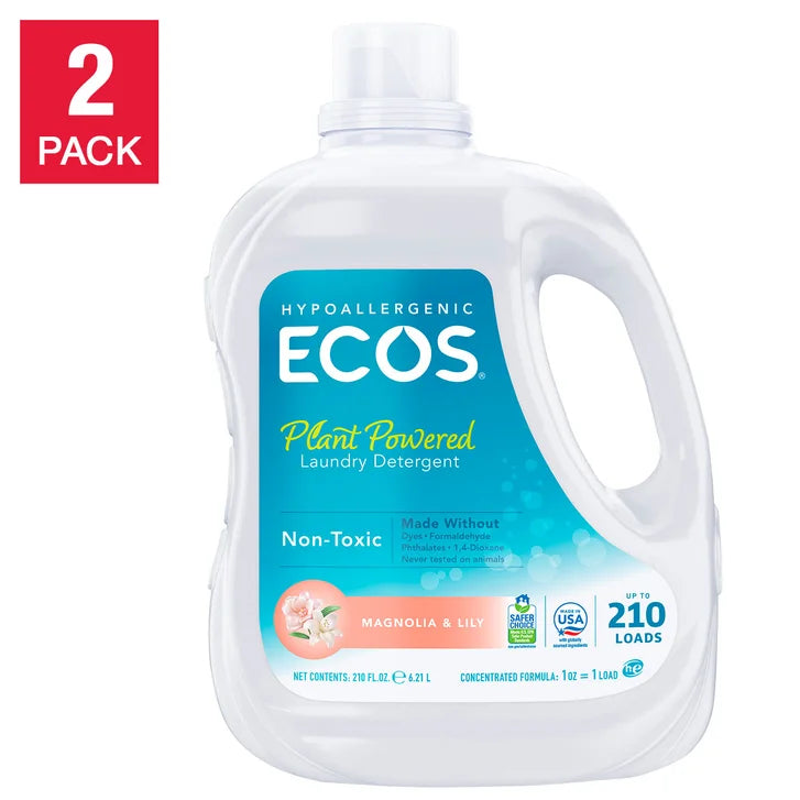 ECOS Liquid Laundry Detergent, Magnolia & Lily, 210 Loads, 210 fl oz, 2-count