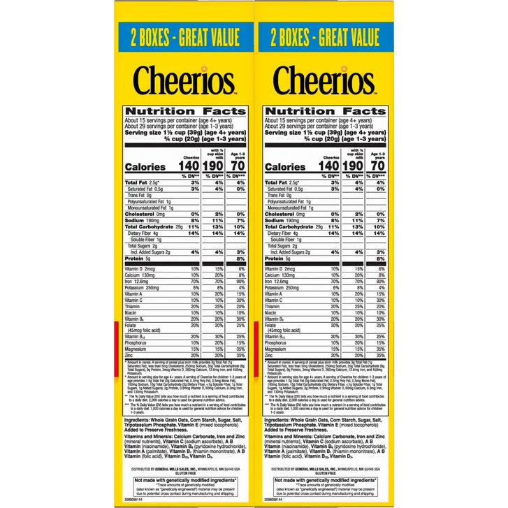 General Mills, Cheerios Cereal, 20.35 oz, 2-Count