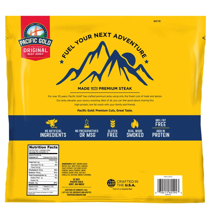 Pacific Gold Original Beef Jerky, 1.25 oz, 12-count