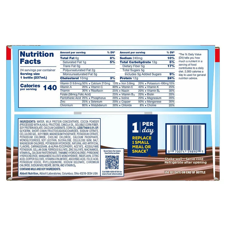 Glucerna Original Diabetic Nutrition Shake, Chocolate, 8 fl oz, 24-pack