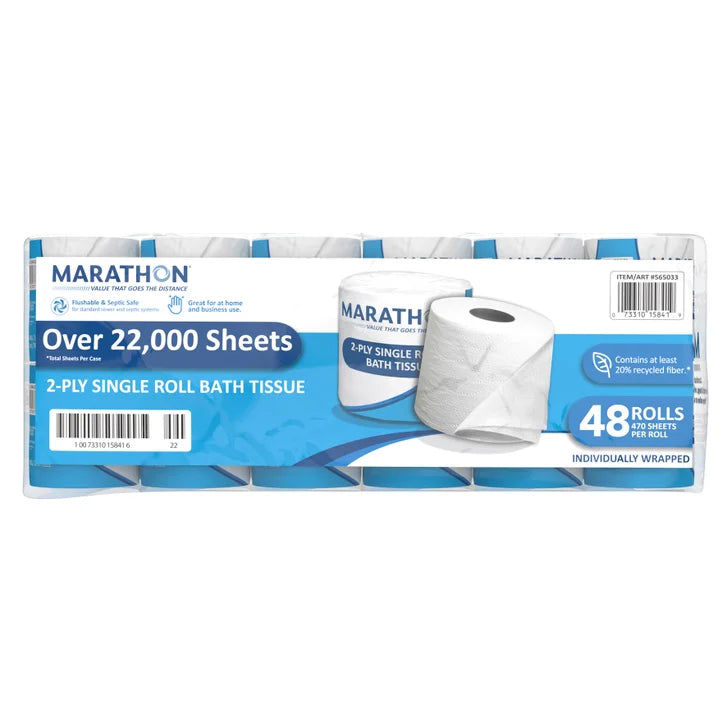 Marathon Bath Tissue, 2-Ply, 470 Sheets, 48 Rolls