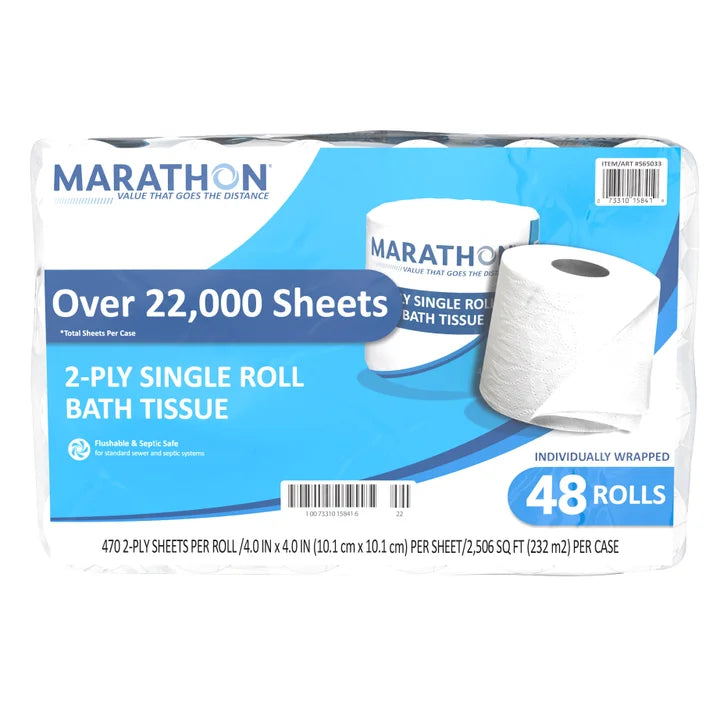 Marathon Bath Tissue, 2-Ply, 470 Sheets, 48 Rolls
