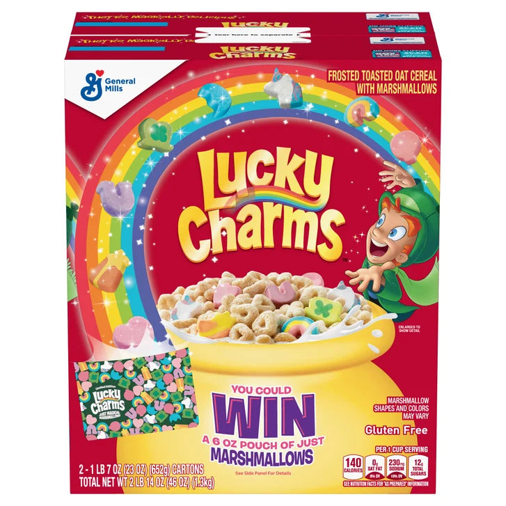 General Mills Lucky Charms Cereal, 23 oz, 2-count