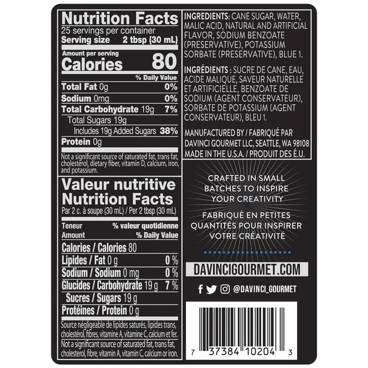 DaVinci Classic Syrup, Blue Raspberry, 25.4 oz