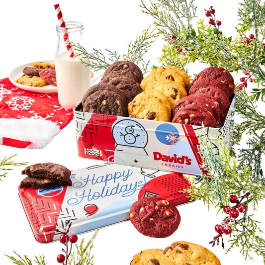 David’s Cookies Winter Wonderland Mini Cookie Bites Tin (Pack of 24)