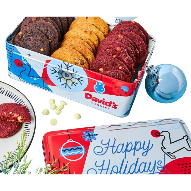 David’s Cookies Winter Wonderland Mini Cookie Bites Tin (Pack of 24)