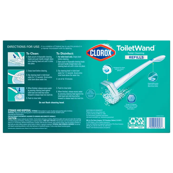 Clorox ToiletWand Disposable Toilet Cleaning System, Rainforest Rush, 1 Wand & 36 Refills