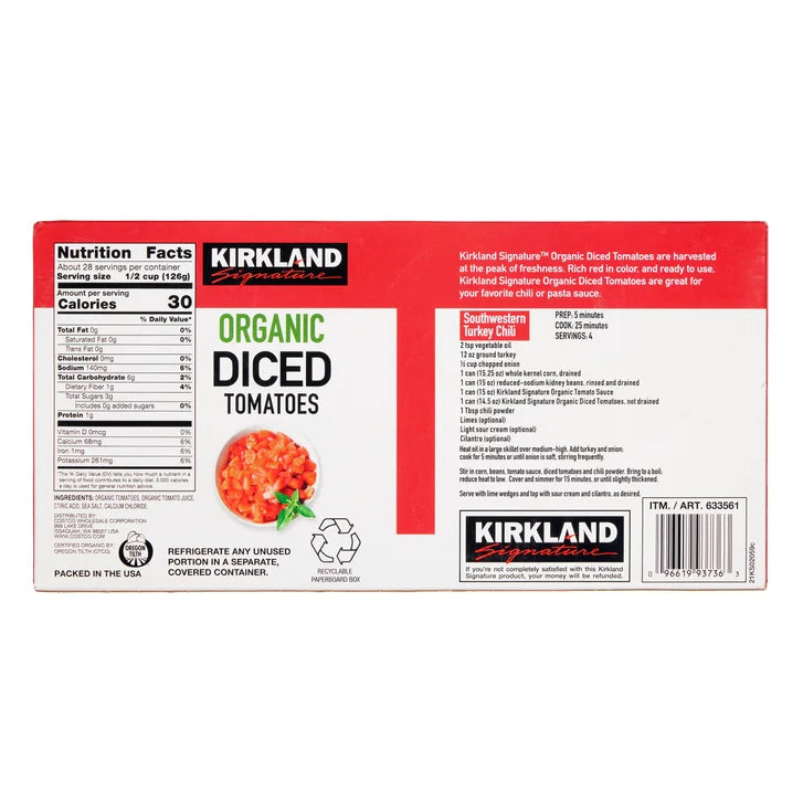 Kirkland Signature, Organic Diced Tomatoes, 14.5 oz, 8-Count