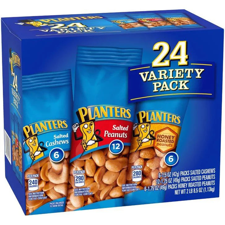Planters, Cashew & Peanut, Variety Pack, 24-count