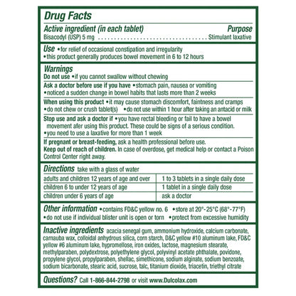 Dulcolax Laxative, 200 Tablets
