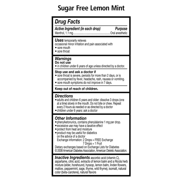 Ricola Sugar Free Lemon Mint Drops, 210 Drops
