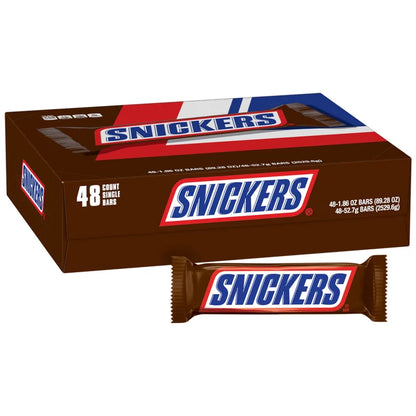 Snickers Chocolate Candy Bars, Full Size, 1.86 oz, 48-count