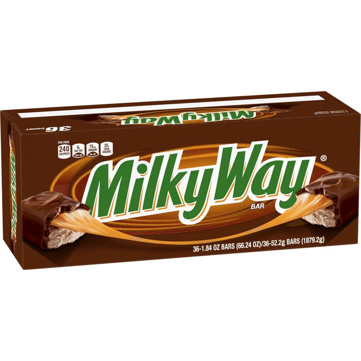 Milky Way Full Size Chocolate Candy, Caramel, 1.84 oz, 36-count