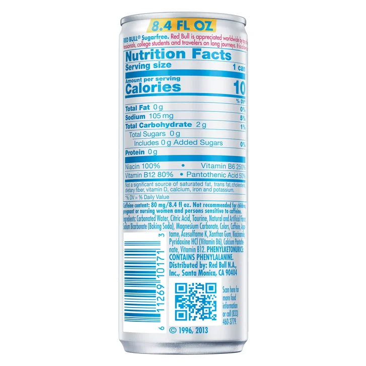 Red Bull Energy Drink, Sugar Free, 8.4 fl oz, 24-count
