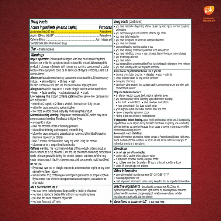 Excedrin Migraine for Migraine Relief, 300 Caplets