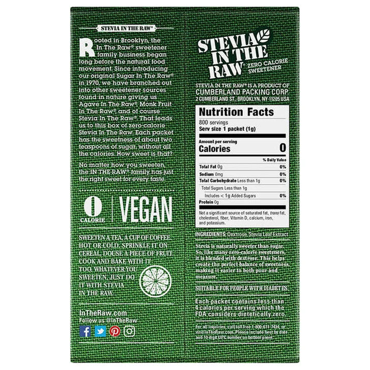 Stevia in the Raw Zero Calorie Sweetener, 1 g, 800-count