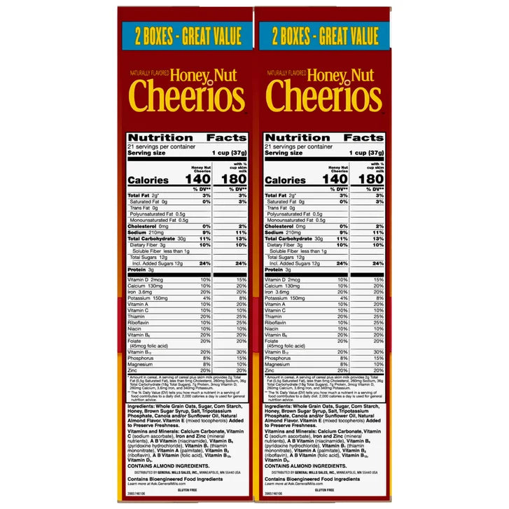 General Mills, Cheerios Cereal, Honey Nut, 27.5 oz, 2-Count
