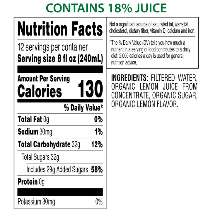 Kirkland Signature, Organic Lemonade, 96 fl oz, 2-count