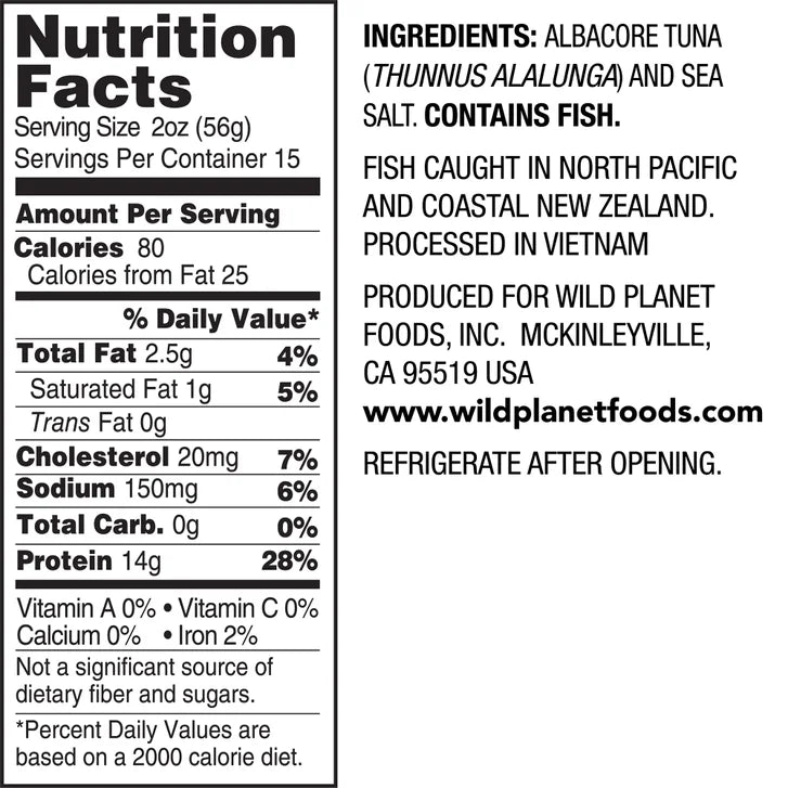 Wild Planet, Albacore Wild Tuna, 5 oz, 6-Count