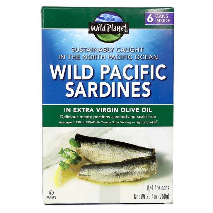 Wild Planet Wild Pacific Sardines in Extra Virgin Olive Oil, 4.4 oz., 6-count