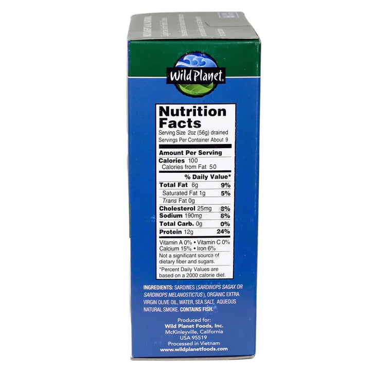 Wild Planet Wild Pacific Sardines in Extra Virgin Olive Oil, 4.4 oz., 6-count