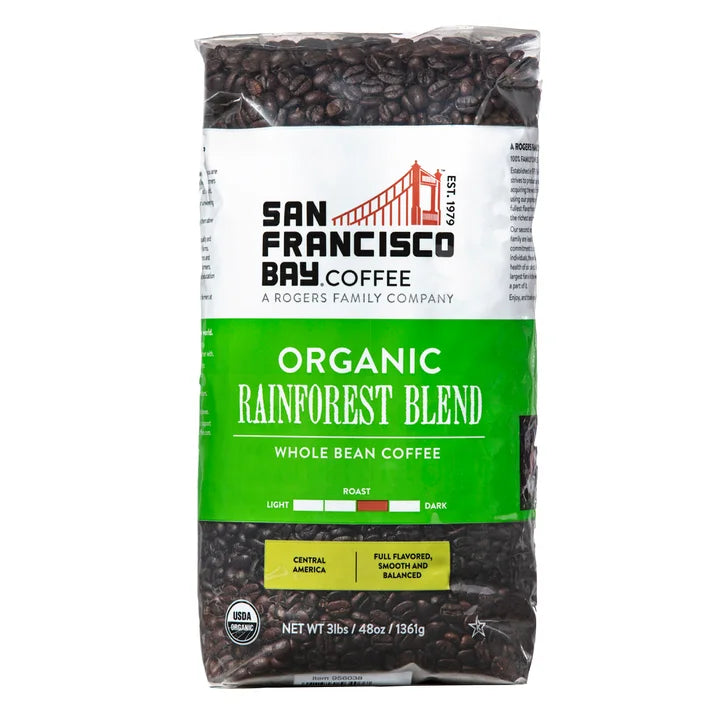 San Francisco Bay Organic Rainforest Blend Whole Bean Coffee 3 lbs, 2-pack
