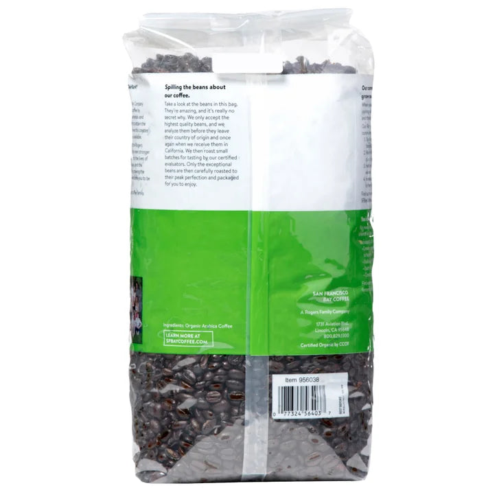 San Francisco Bay Organic Rainforest Blend Whole Bean Coffee 3 lbs, 2-pack