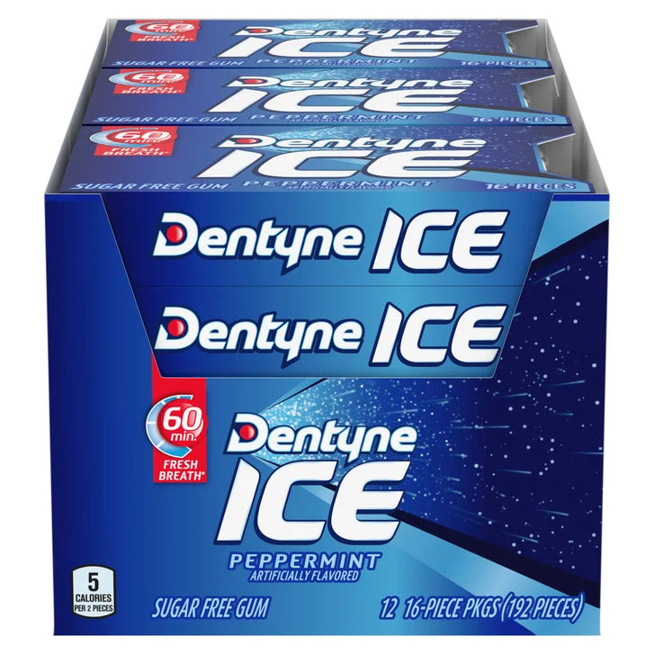 Dentyne Ice Sugar Free Gum, Peppermint, 12-count