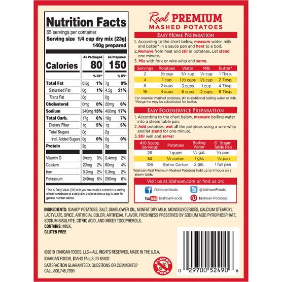 Idahoan, Real Premium Mashed Potatoes, 3.25 lbs