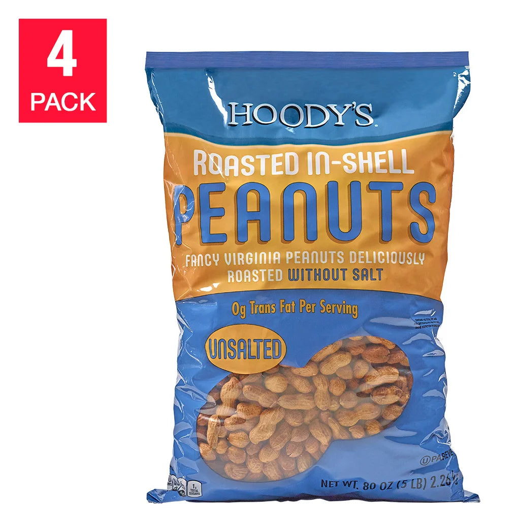 Hoody's Roasted Unsalted Peanuts 20 lbs, 4-pack