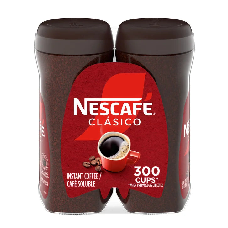 NESCAFE CLASICO Instant Coffee, Dark Roast, 10.5 oz, 2-count