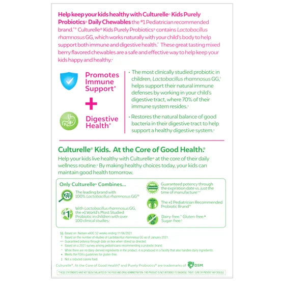Culturelle Kids Purely Probiotics, 60 Chewable Tablets