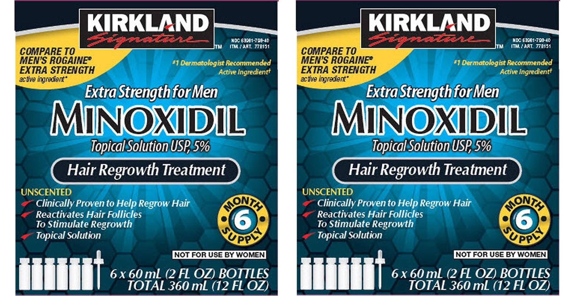 Kirkland Minoxidil 5 percentage Extra Strength Hair Loss Regrowth Treatment Men, 2 Pack (6 Months Supply)
