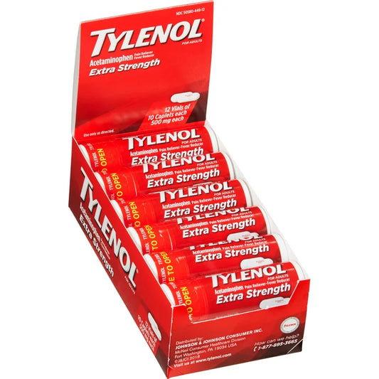 Tylenol Extra Strength Acetaminophen 500 mg Vials, 120 Caplets