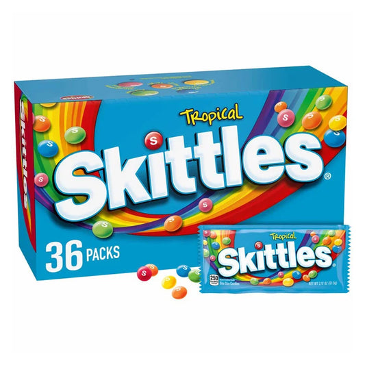Skittles Bite Size Candy, Tropical, 2.17 oz, 36-count