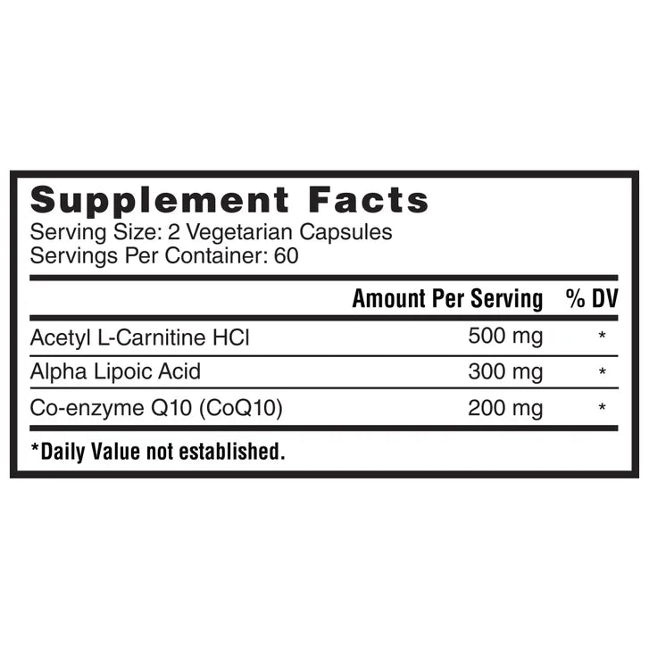 Nature's Lab CoQ10 200 mg + Alpha Lipoic Acid + Acetyl L-Carnitine, 120 Vegetarian Capsules