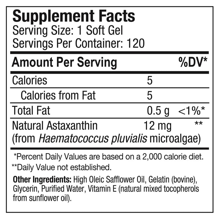 BioAstin Hawaiian Astaxanthin 12 mg., 120 Soft Gels