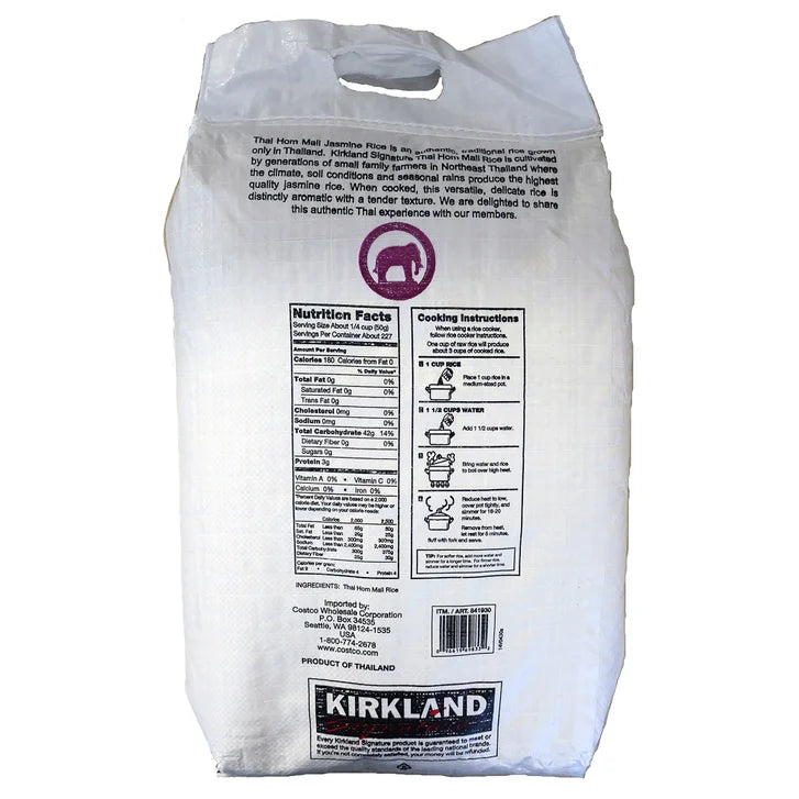 Kirkland Signature, Thai Hom Mali Jasmine Rice, 25 lbs