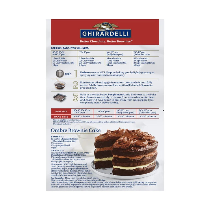 Ghirardelli, Triple Chocolate Premium Brownie Mix, 6-Count