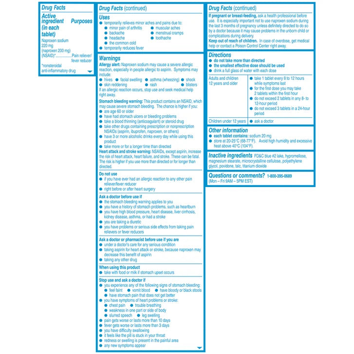 Aleve Naproxen Sodium 220 mg. Soft Grip Arthritis Cap Pain Reliever/Fever Reducer, 320 Tablets