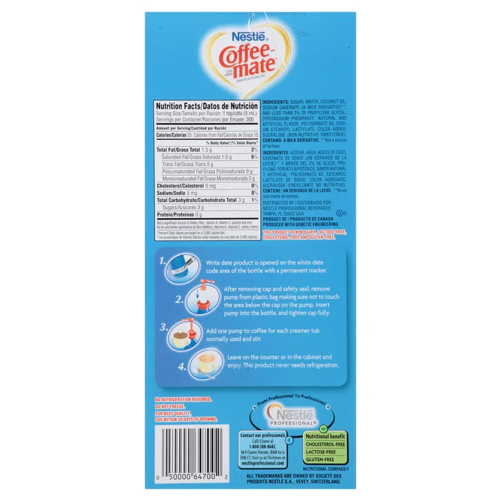 Nestlé Coffee-mate Coffee Creamer, French Vanilla, Pump Bottle, 50.7 fl oz
