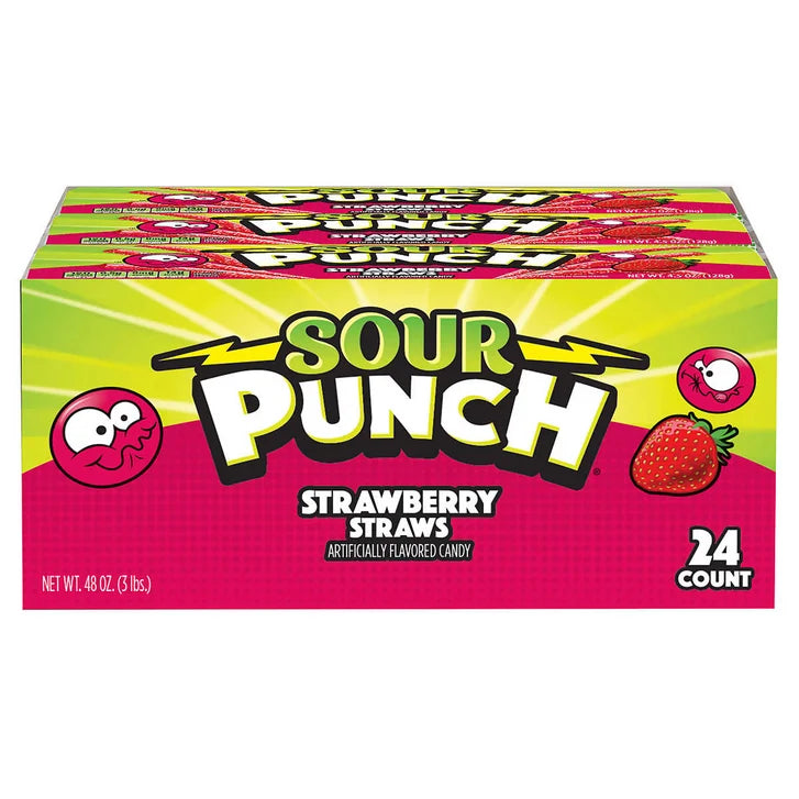 Sour Punch Straws, Strawberry, 2 oz, 24-count