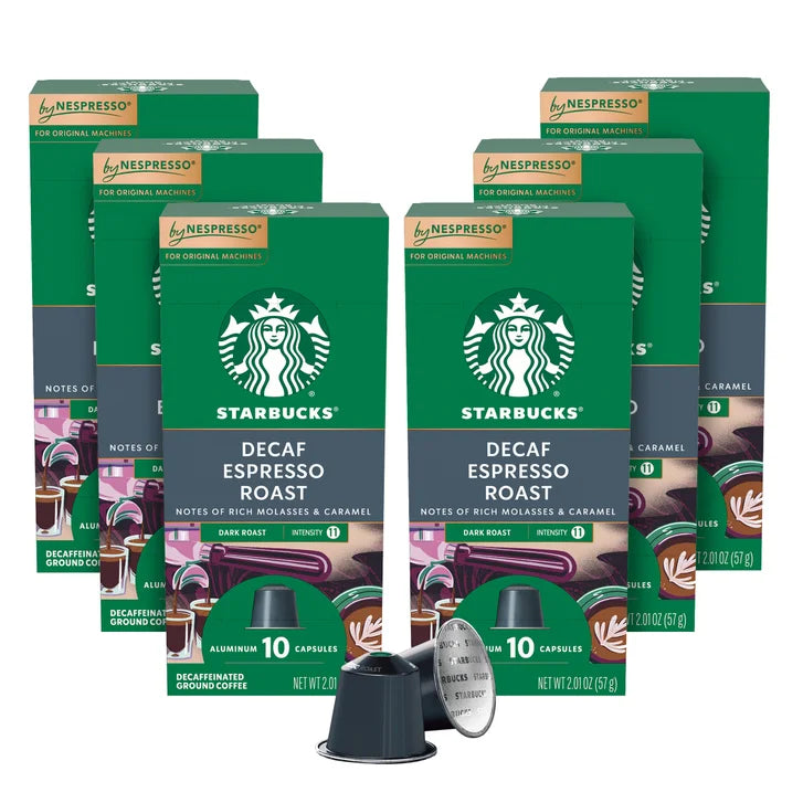 Starbucks by Nespresso Decaf Espresso Roast Capsules, 60 Count