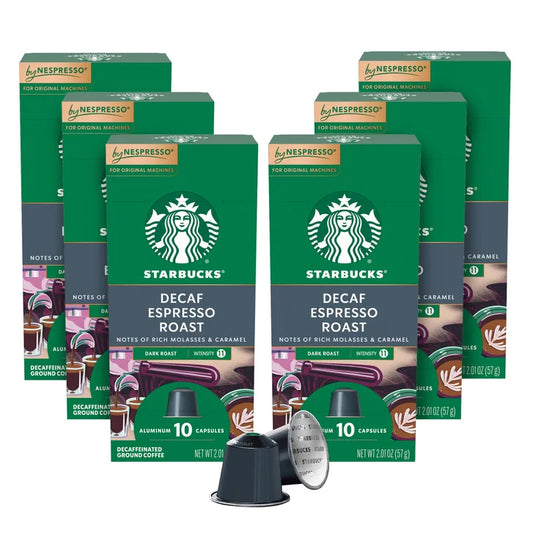 Starbucks by Nespresso Decaf Espresso Roast Capsules, 60 Count